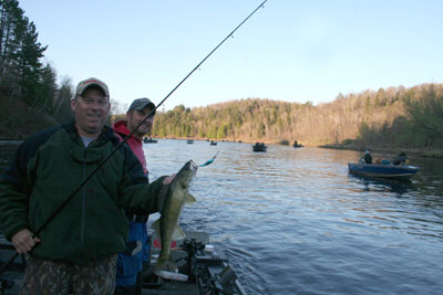 Wisconsin Fishing the St. Louis River at Superior for walleyes St. Louis River at Superior in May