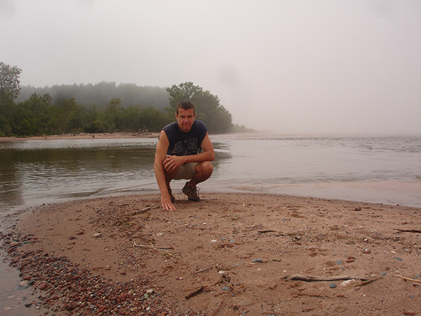 The author, agate hunting in Bayfield County along Lake Superior’s south shore.