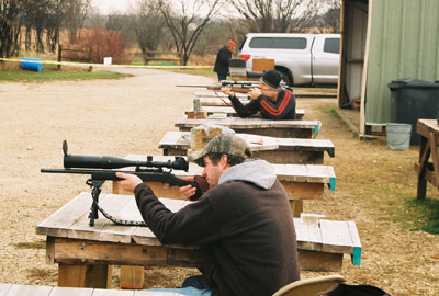 Greg and Sam at practice for hunting season.