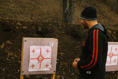 Greg checking the shooting range accuracy.