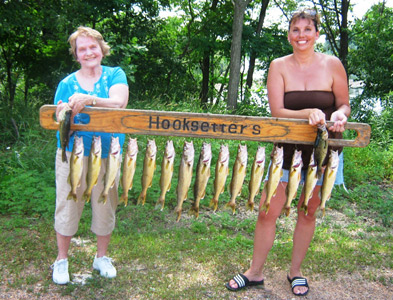 Maureen Pilsner and her mom with an awesome catch of walleyes and a couple of their crappies