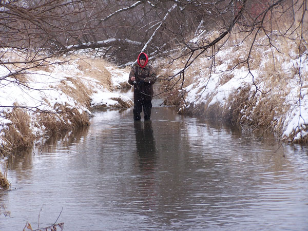 Man fishing in river