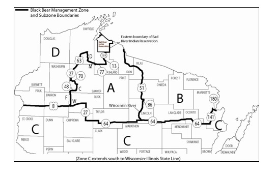 Wisconsin black bear management zone