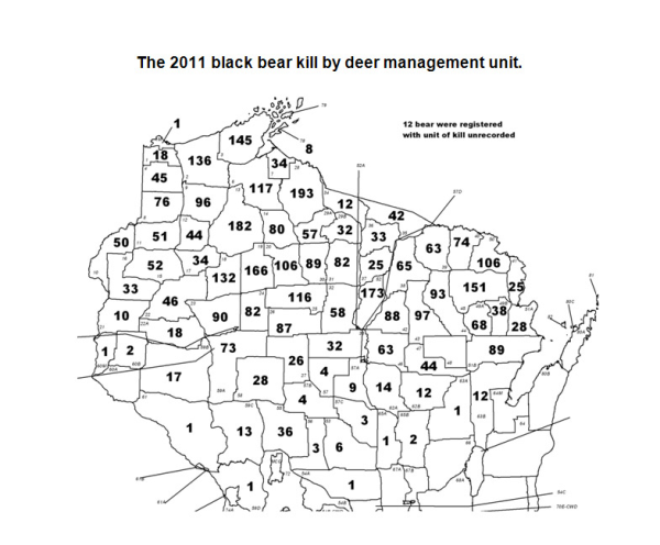 2011 Black Bear Kill by deer management unit