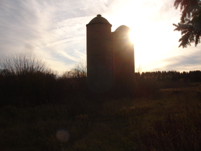 Abandon silos at sunrise.