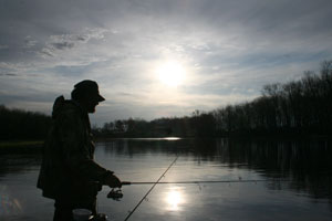 Man fishing on Wolf River Fremont Wisconsin