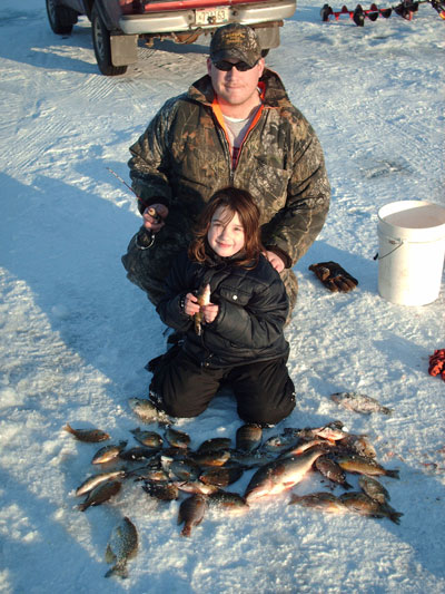 man ice fishing