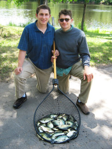 Kevin and Chris Blohm with a good limit of crappies