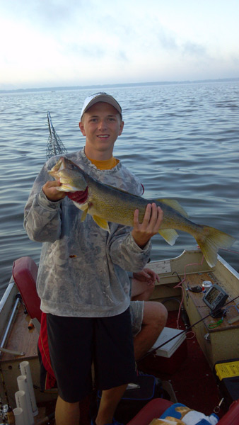 Logan Joniaux of Luxemburg, Wisconsin landed this walleye on Lake DuBay Mosinee, WI Logan Joniaux of Luxemburg, Wisconsin landed this walleye on Lake DuBay Mosinee, WI