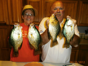 Ernie Brigs and his wife from Indiana with a couple of their crappies