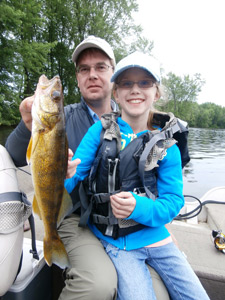 Eric Tufto and his daughter Annie with a nice Wisconsin River walleye