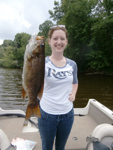 A nice Wisconsin River smallmouth for my guest from Florida