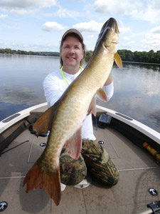 Scott Spray with a nice Wisconsin River musky. This fish was also tagged with a DNR receiver as well.