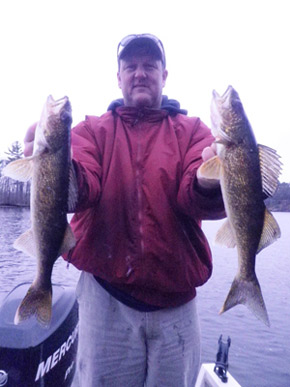 Pat Schmidt with a couple walleyes from the Wisconsin River