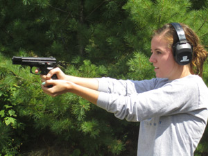 Taylor Ellis takes aim on the shooting range.