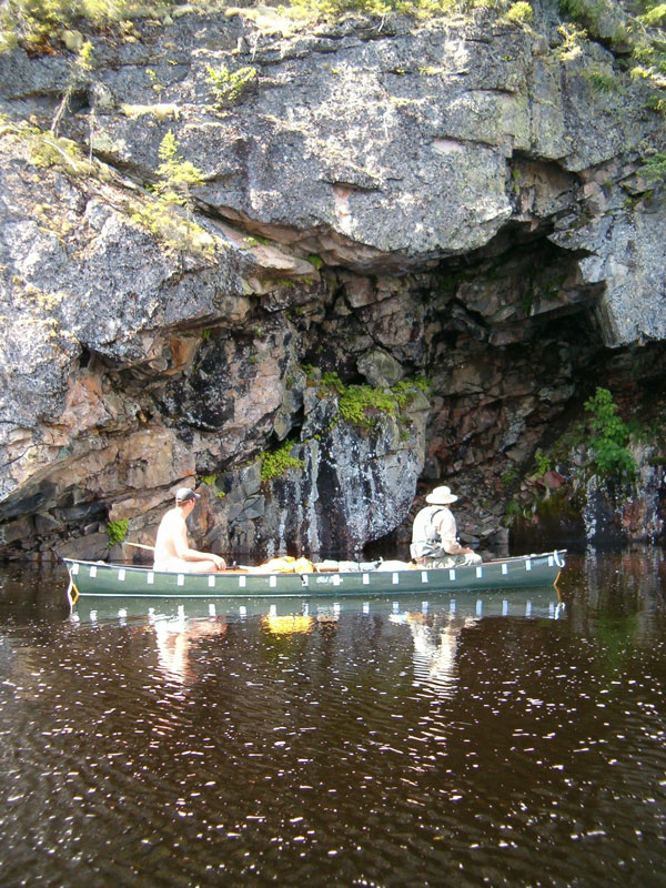 two men in a canoe